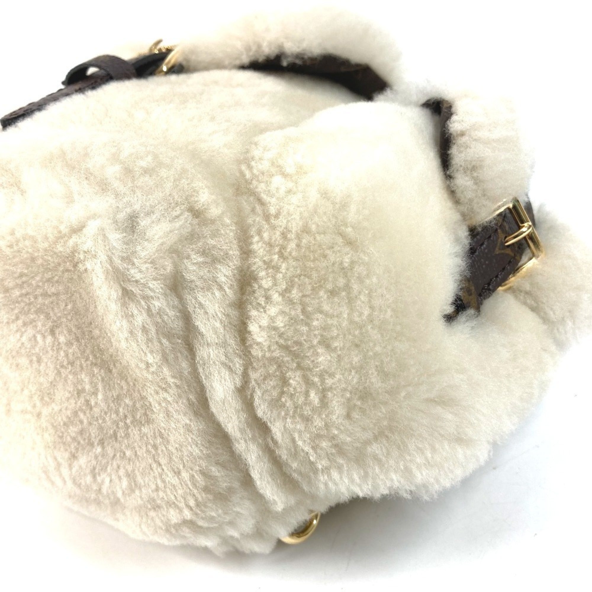 LOUIS VUITTON M11919 LV SKI Nano Teddy Backpack - 3-Way Bag (Shoulder Bag, Handbag, Rucksack) Shearling Canvas Men's & Women's Cream Beige — Like New