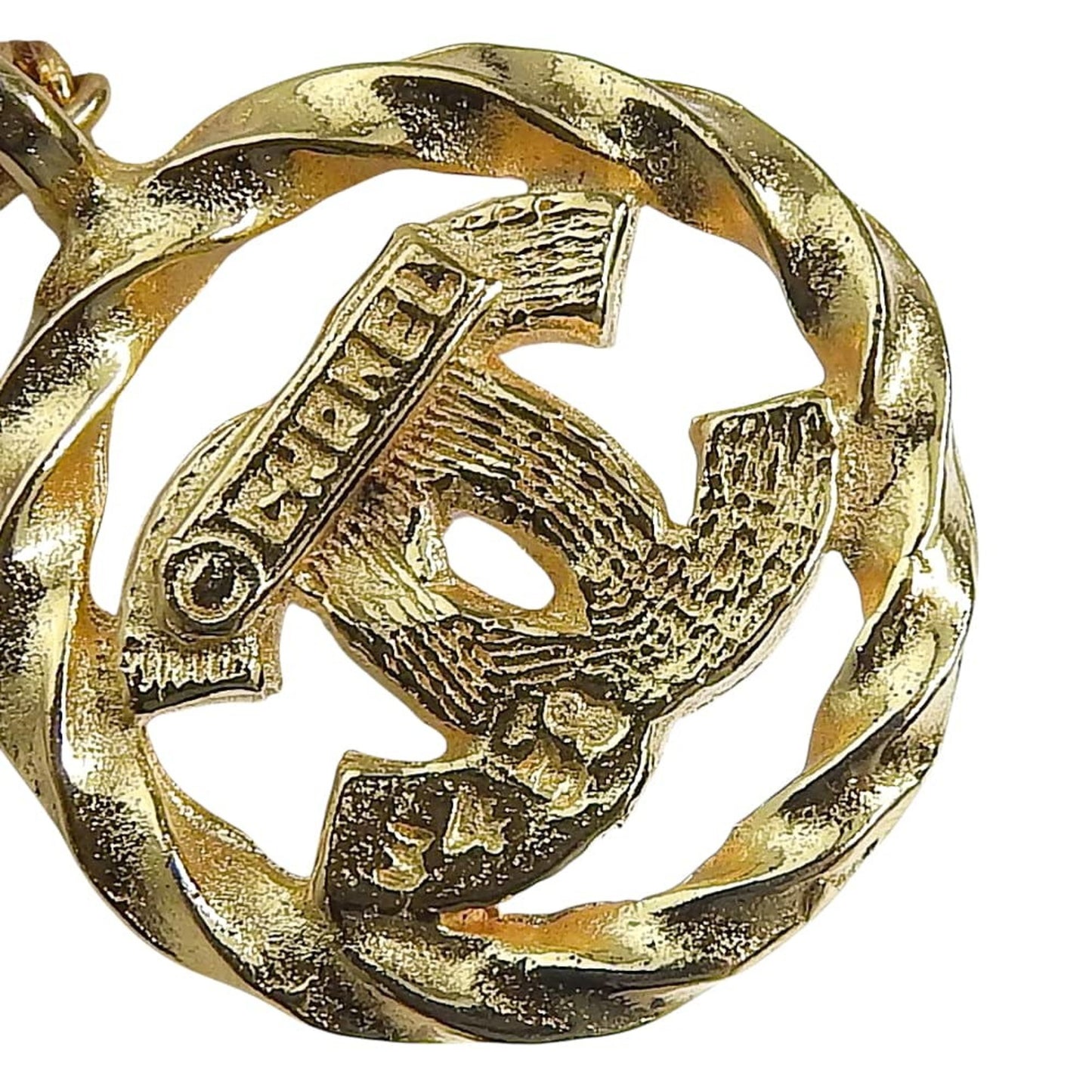 CHANEL Coco Mark Necklace 3438 Stamped GP Rhinestone