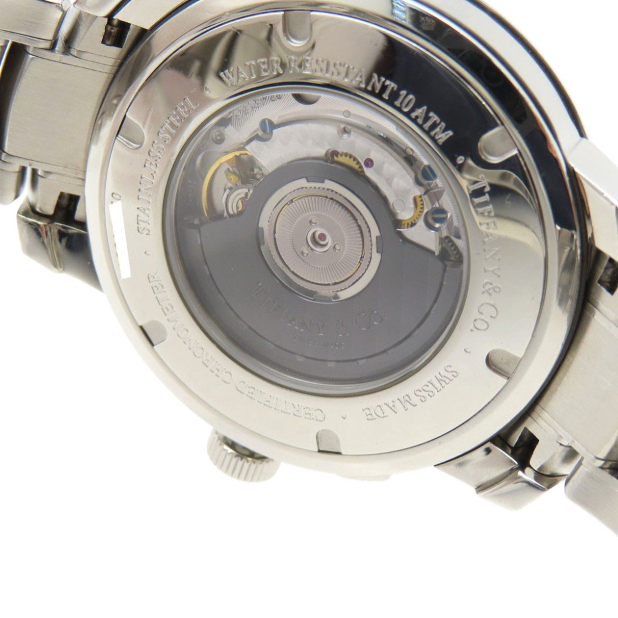 Tiffany & Co. T-57 Chronograph Watch with See-Through Back, Automatic, Stainless Steel, Gray, 0201, TIFFANY Co., Men's — Good