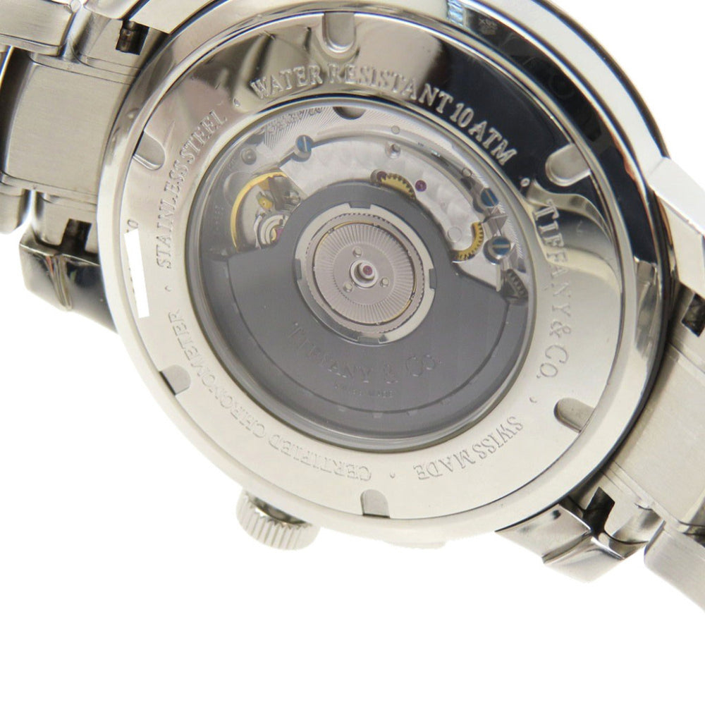 Tiffany & Co. T-57 Chronograph Watch with See-Through Back, Automatic, Stainless Steel, Gray, 0201, TIFFANY Co., Men's — Good
