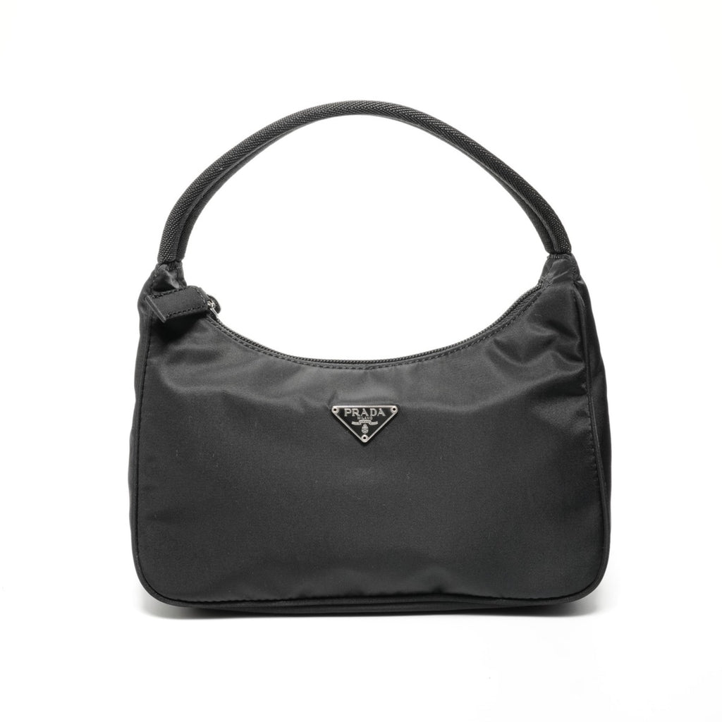 Prada nylon hobo handbag in black