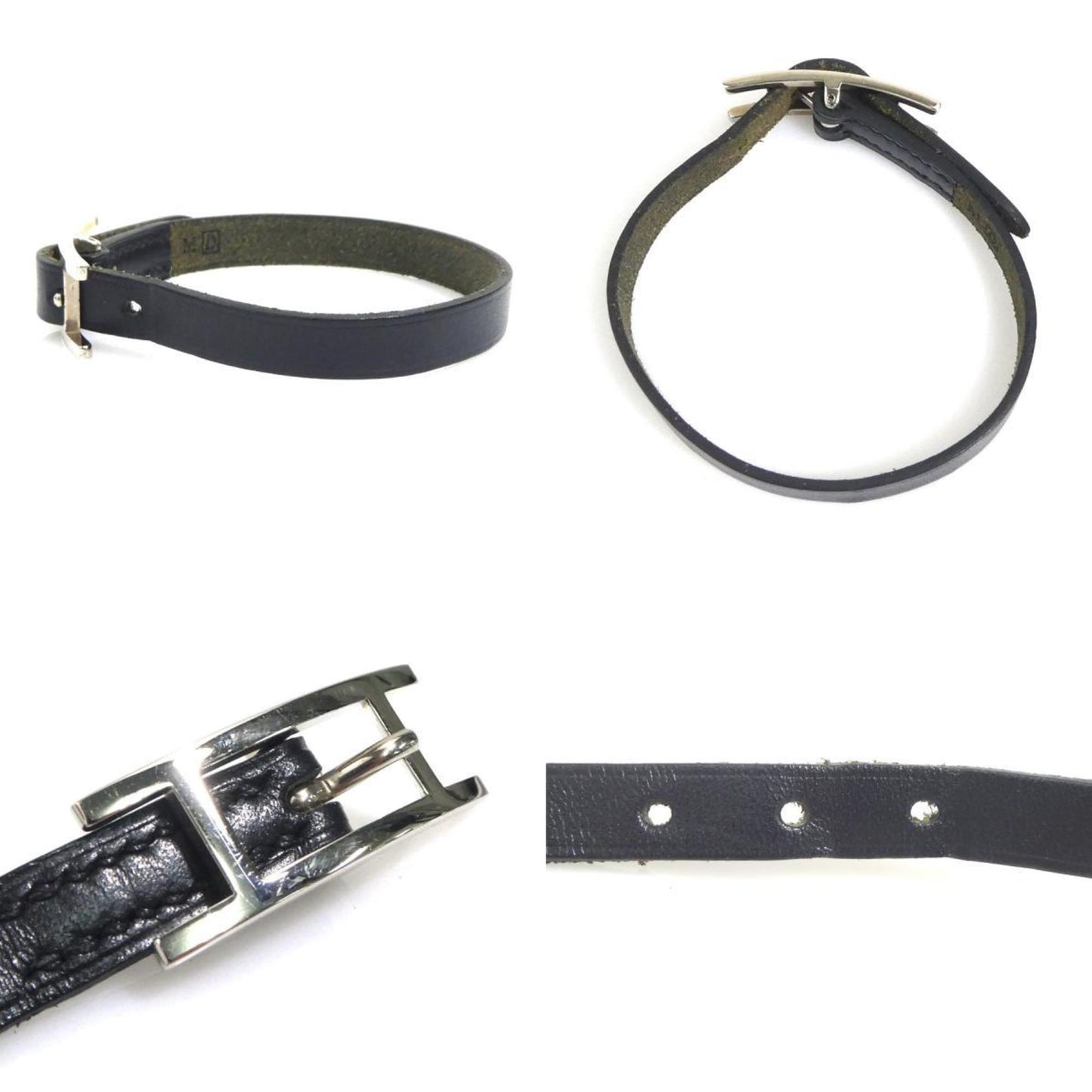 Hermes Hermès Api Leather Bracelet in Black and Silver (Women's) e60867a