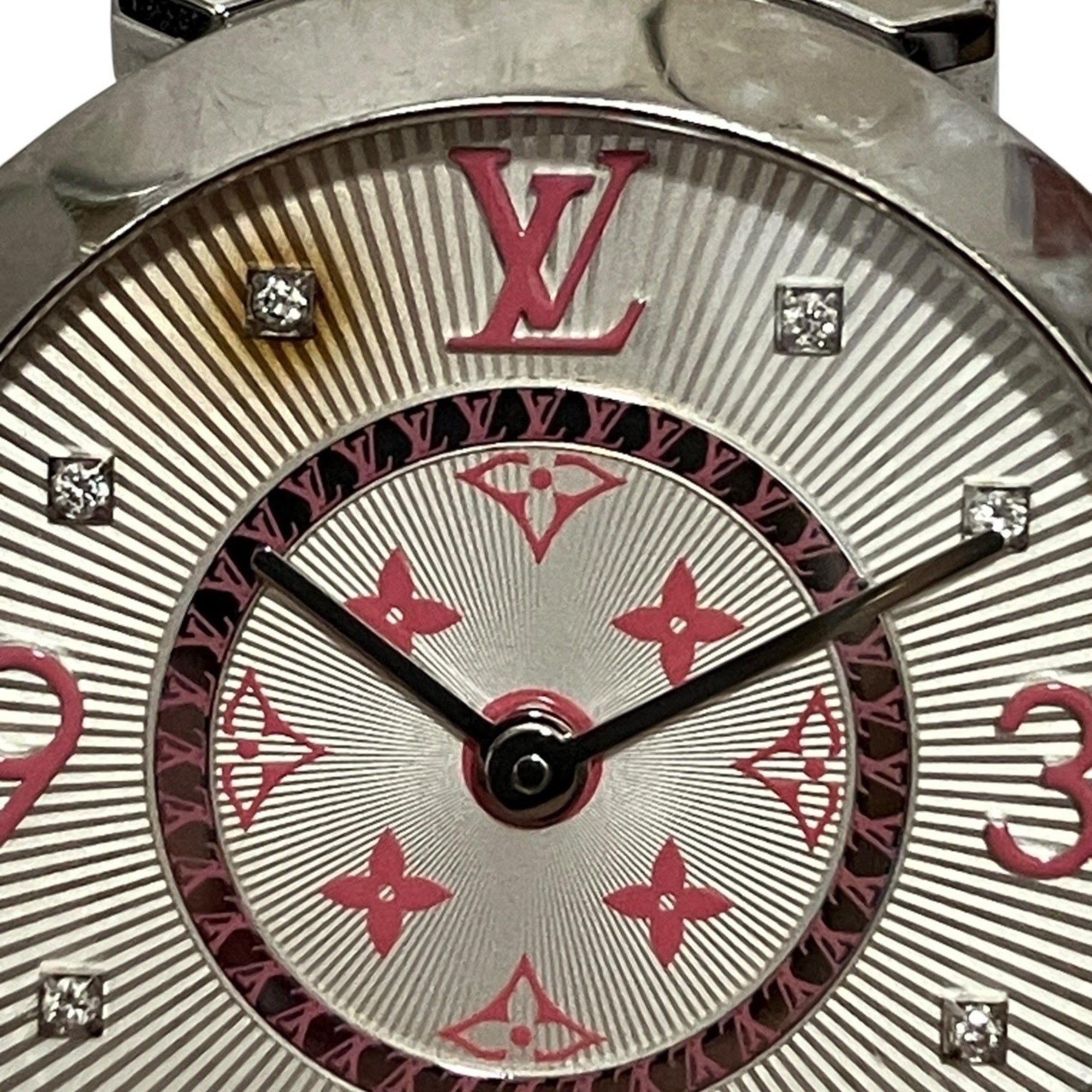 Louis Vuitton Tambour Monogram PM Watch, Verny, Total Weight 36.3g, Stainless Steel, Genuine Leather Strap, Quartz Movement, White Dial, Q12MG — Good