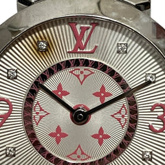 Louis Vuitton Tambour Monogram PM Watch, Verny, Total Weight 36.3g, Stainless Steel, Genuine Leather Strap, Quartz Movement, White Dial, Q12MG — Good
