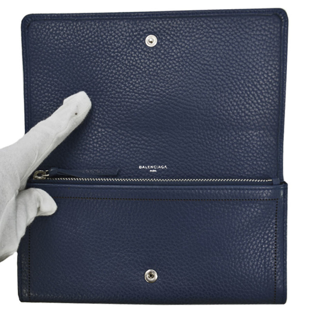 Balenciaga BALENCIAGA long wallet navy leather folio women's