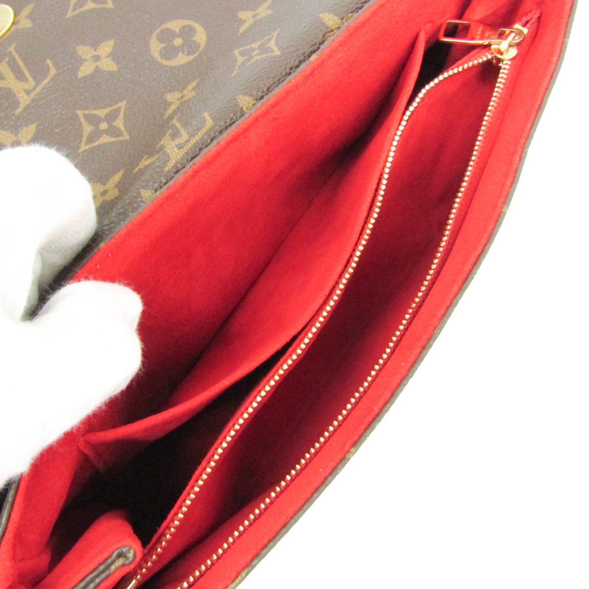 Louis Vuitton Monogram Saint Placide M43713 Women's Shoulder Bag Brown,Red Color — Like New