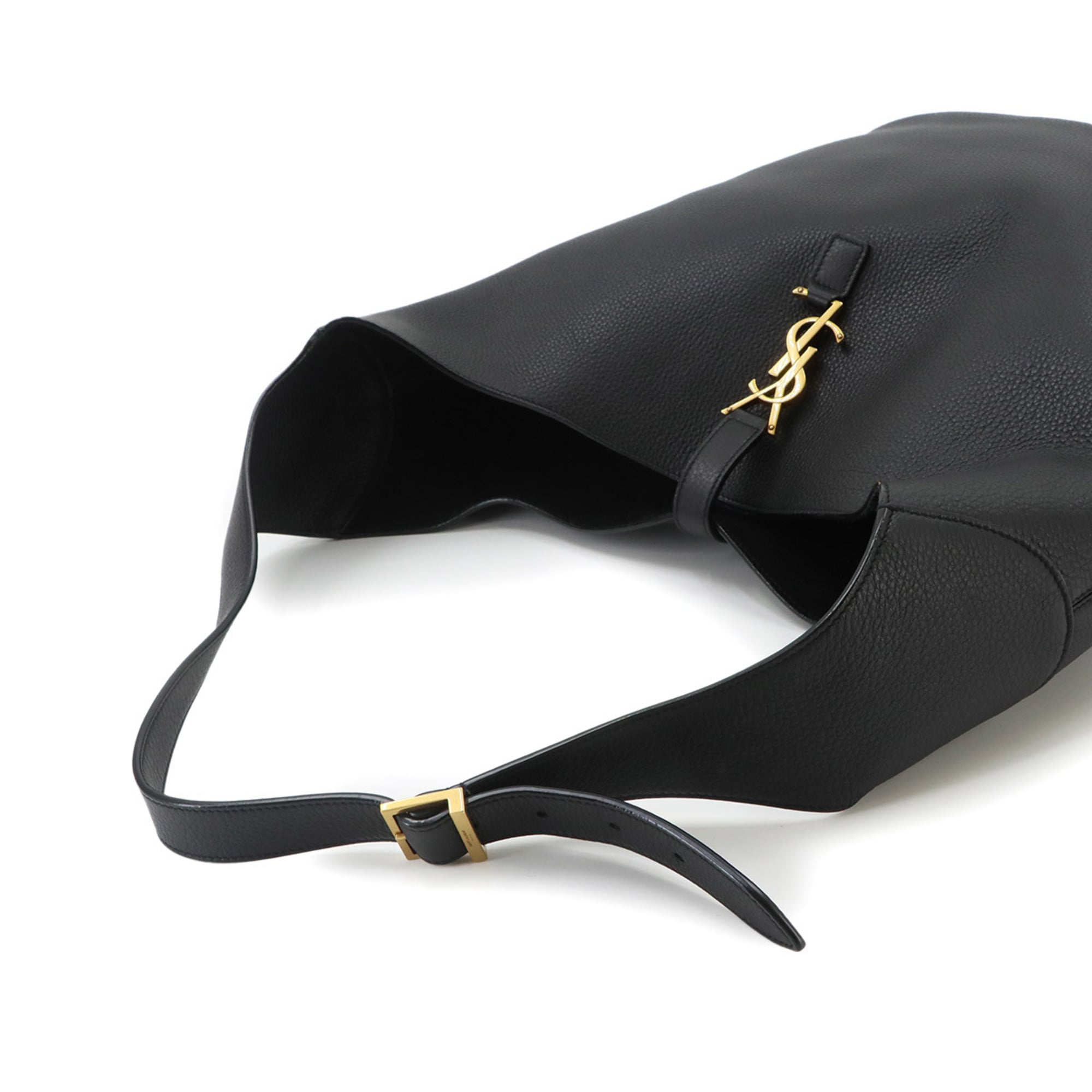 Saint Laurent LE 5 A 7 Hobo Shoulder Handbag, Leather, Black, 793088, Gold Hardware — New - Store Return
