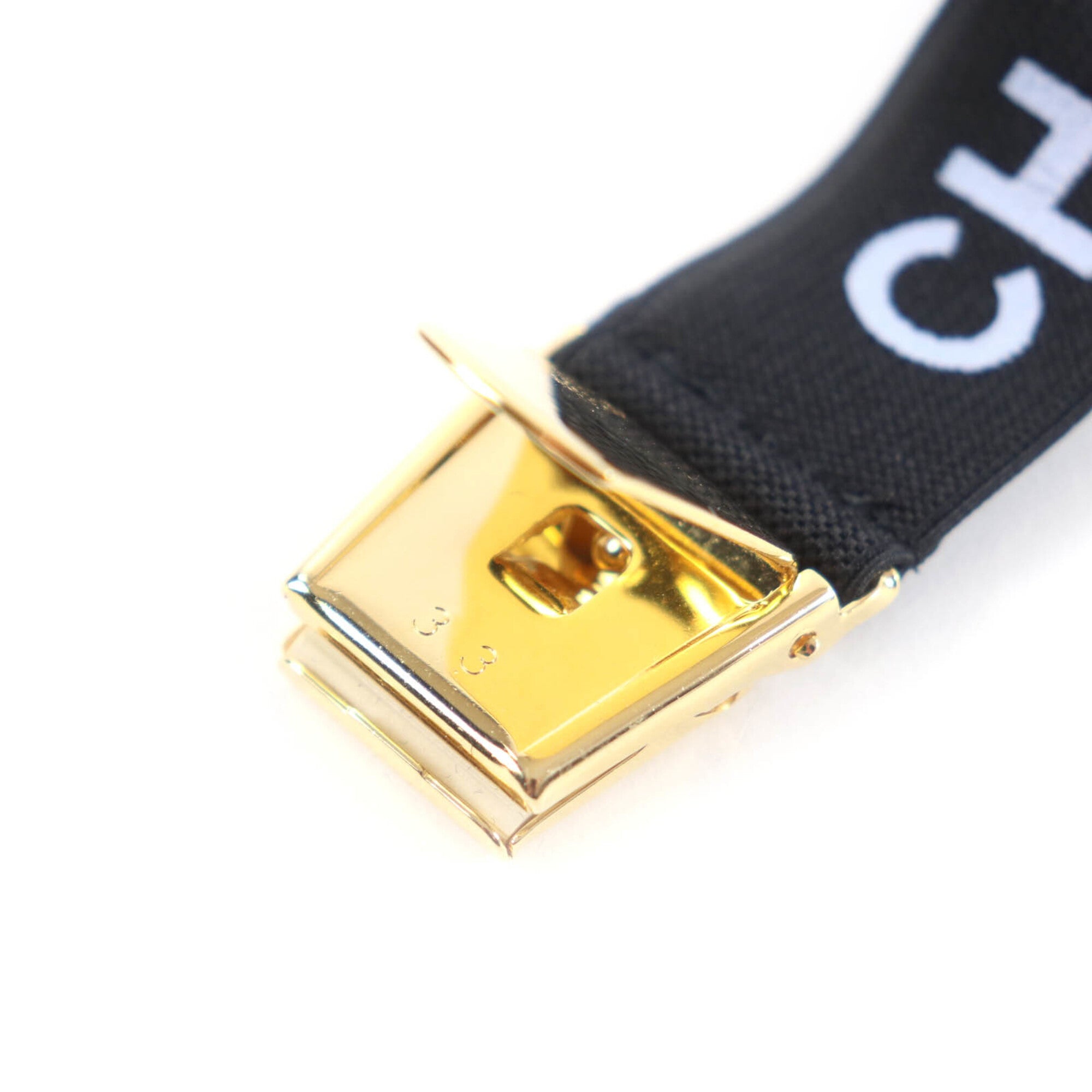 CHANEL Vintage 94P A03530 Logo Design Armband, Black with Gold Hardware, Box, Women's — Like New