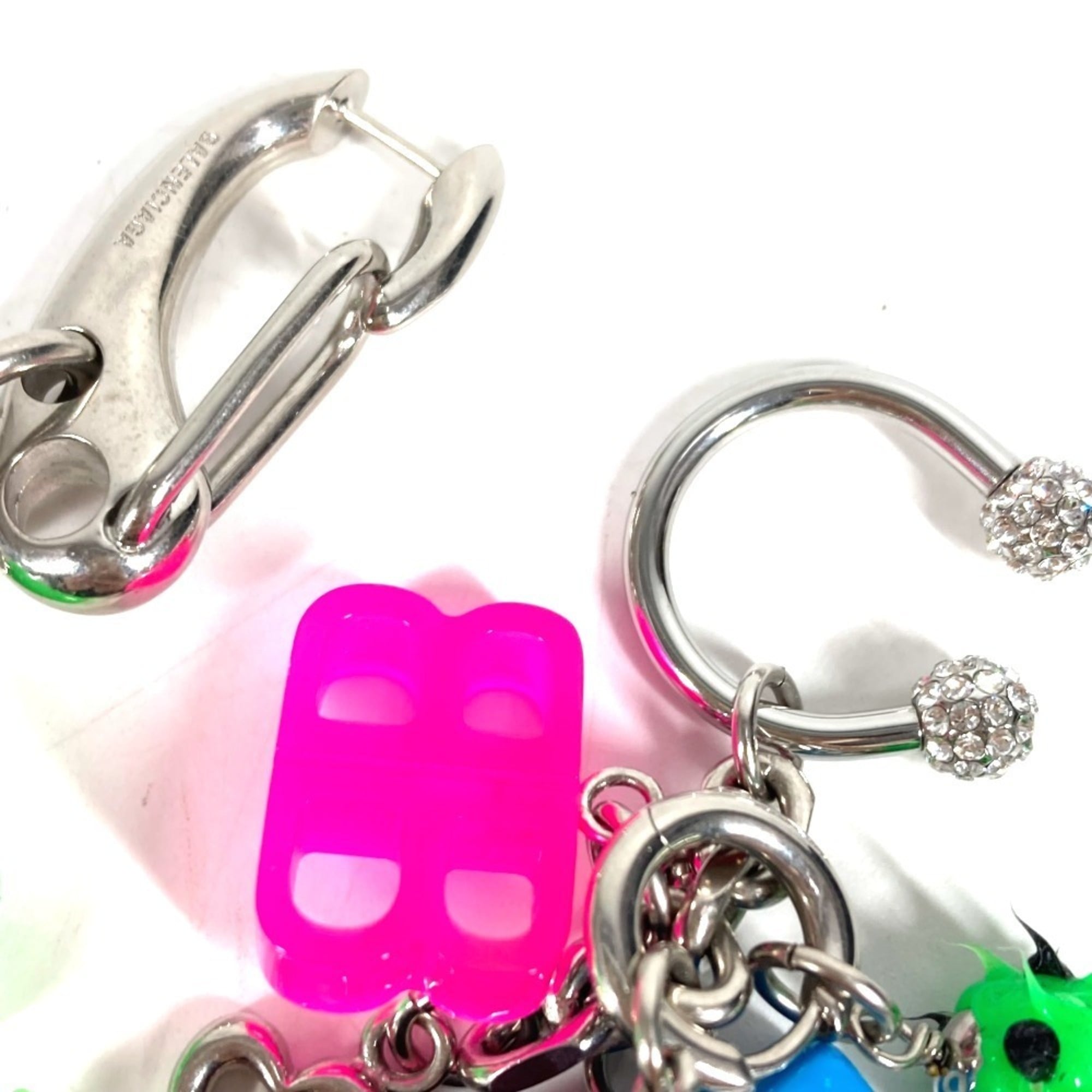 BALENCIAGA 806245 Dice BB Rhinestone Logo Pigalle Collector Accessories Earrings Plastic Metal Men's Women's Multicolor — Like New