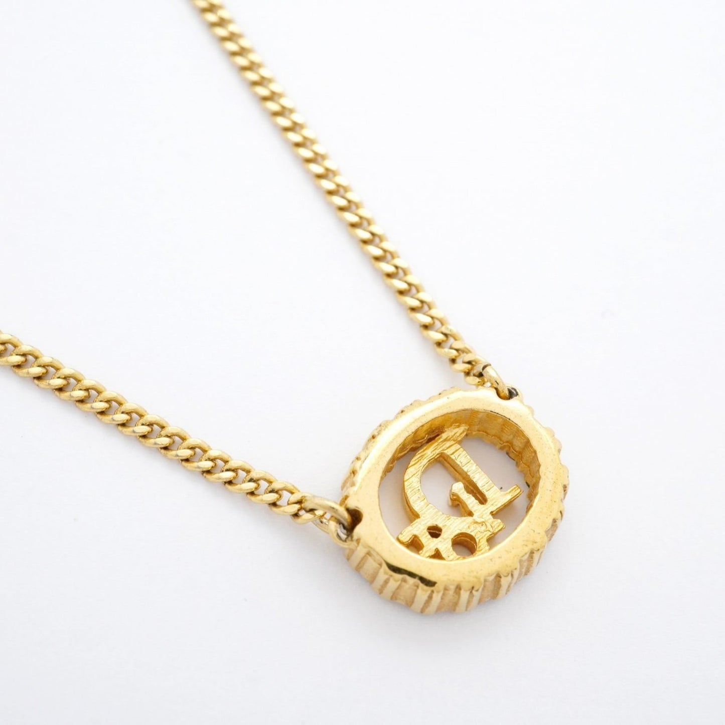 Christian Dior Oval Necklace with GP Plated Rhinestones in Gold for Women