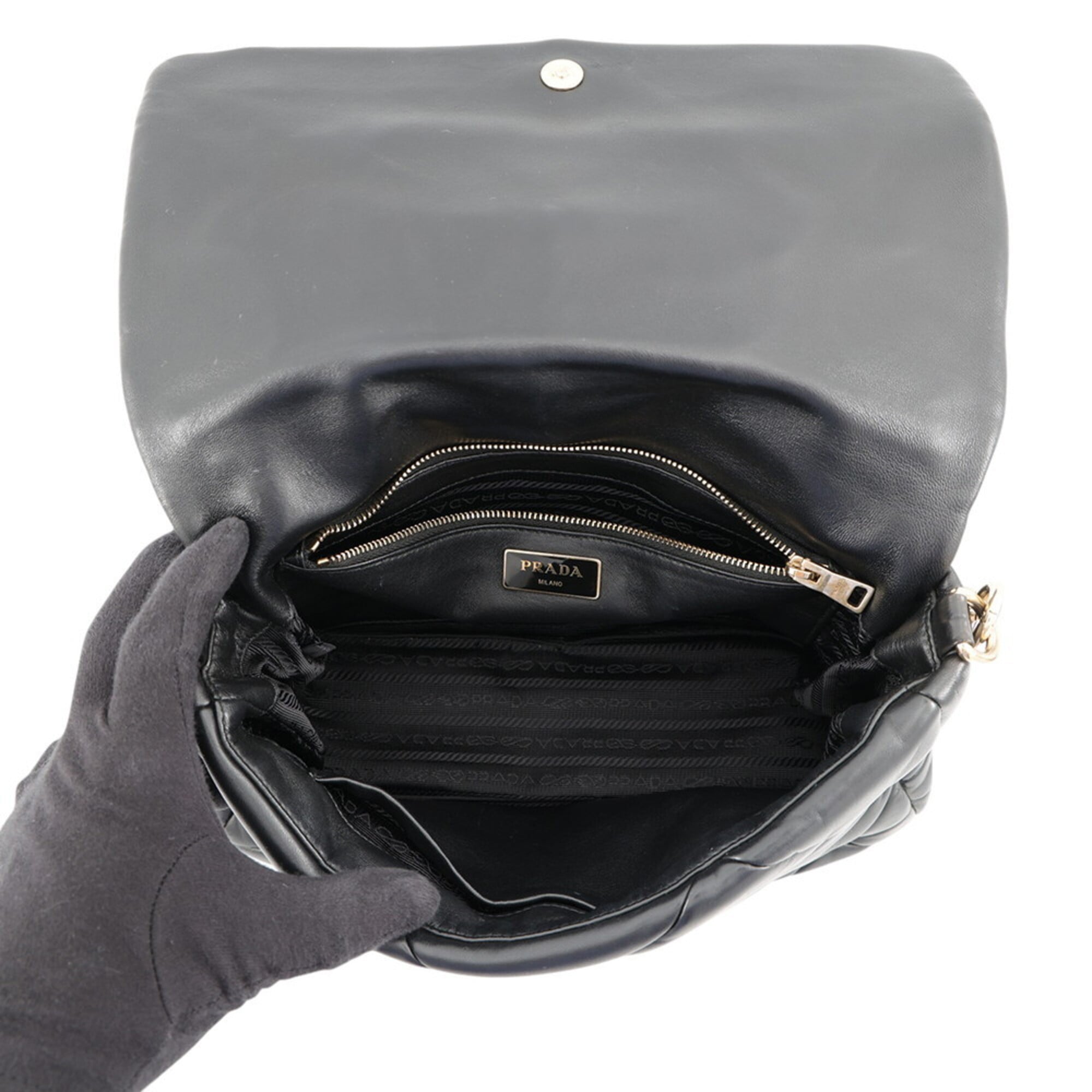Prada Handbag System Patchwork Leather 1BD291 PRADA Black — Like New