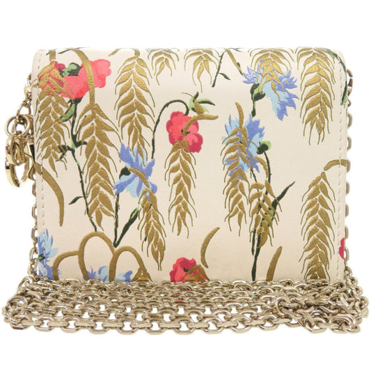 Excellent condition Christian Dior card holder, floral print leather, ivory shoulder bag 0125
