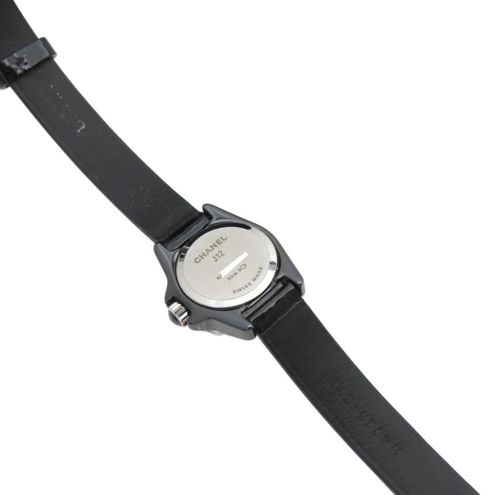 CHANEL J12 Diamond Bezel with Glove, Limited Edition H4663 Quartz Watch, Ceramic, Diamond, Patent Leather, Stainless Steel, Black Dial, 0199CHANEL Women's — Good