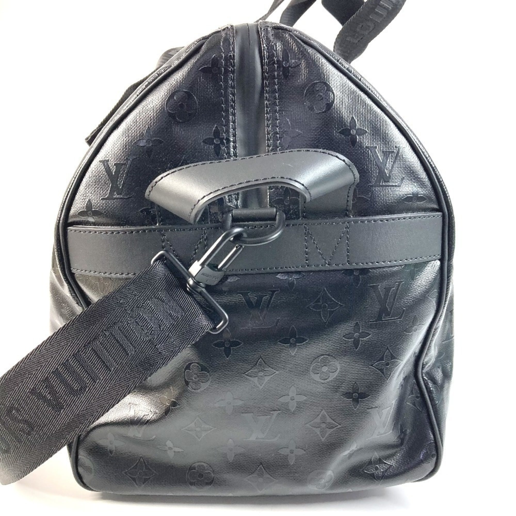 LOUIS VUITTON M23786 LV SKI Monogram Storm Keepall 55 Travel Bag, 2-Way Shoulder Bag/Boston Leather, Men's/Women's, Black, Like New — Like New