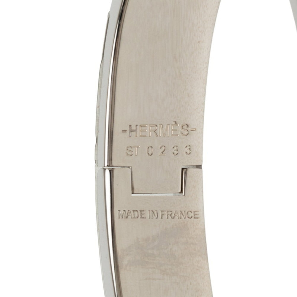 Hermes Click H PM Bracelet Bangle Silver Black Metal Enamel Women's HERMES — Like New