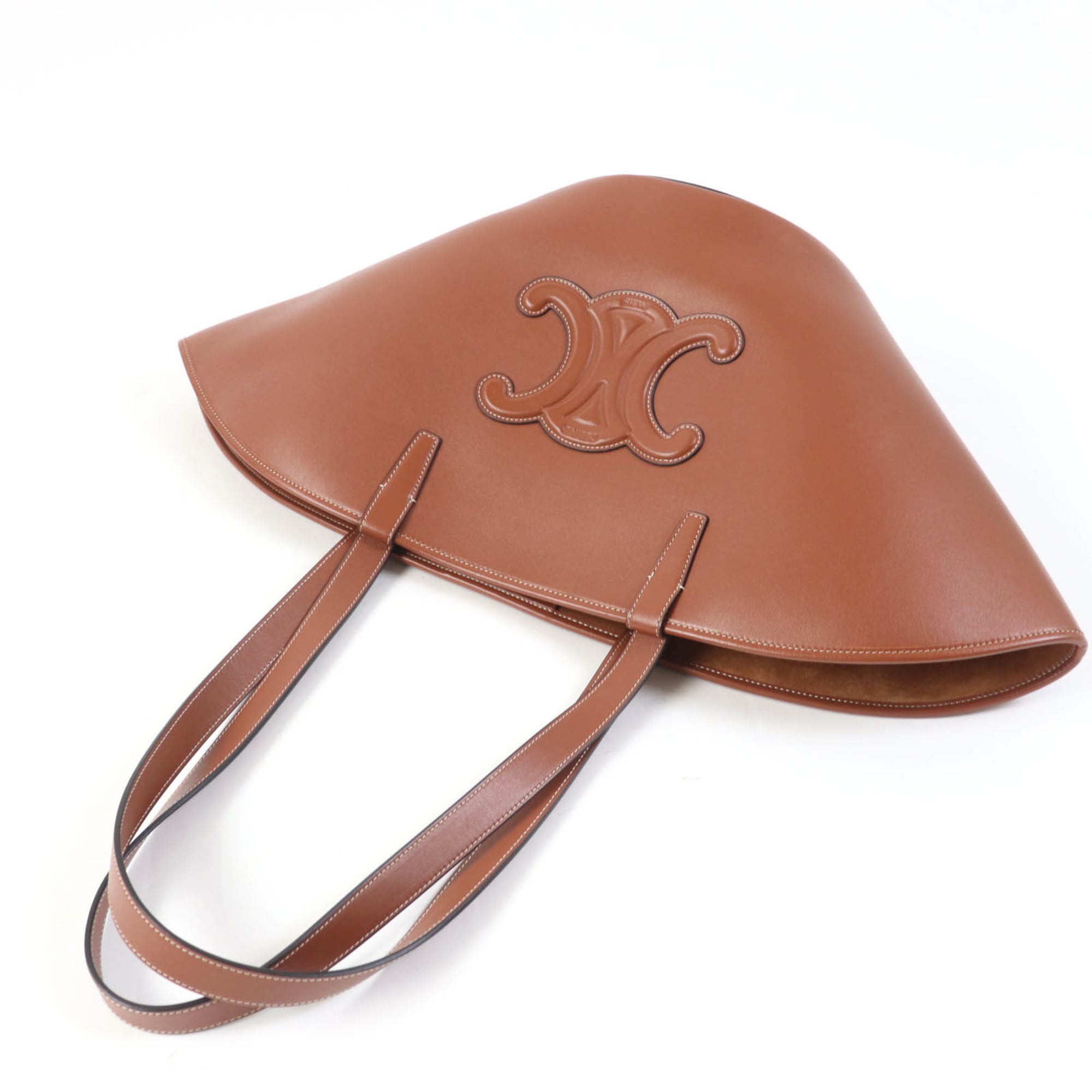 CELINE Cuir Triomphe Coufun Medium Tote Bag in Tan Smooth Calfskin (196953DU3.04LU) with Dust Bag, Made Italy, Women's — Like New