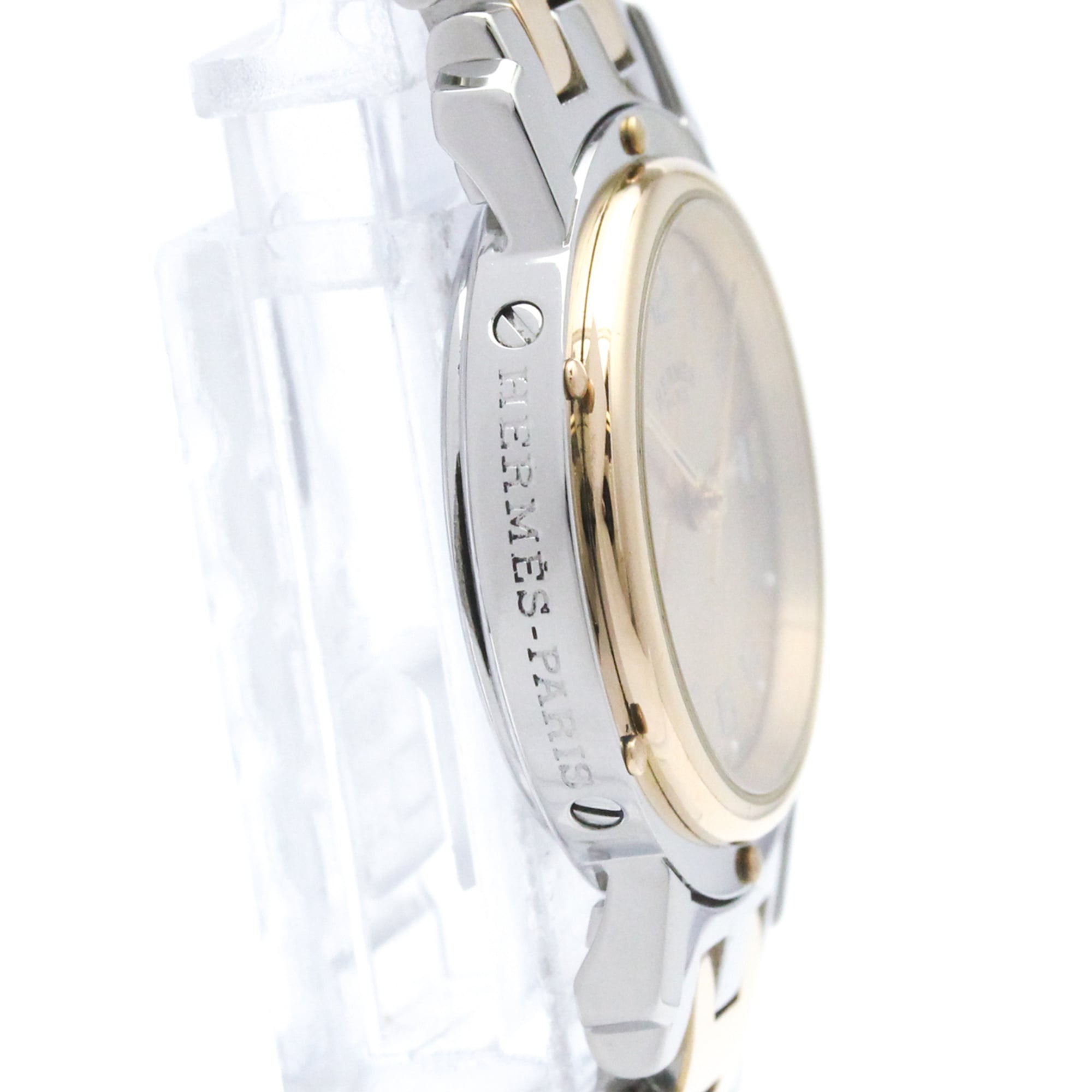 HERMES Clipper Pink Gold Plated Steel Watch CL4.221 Polished — Very Good