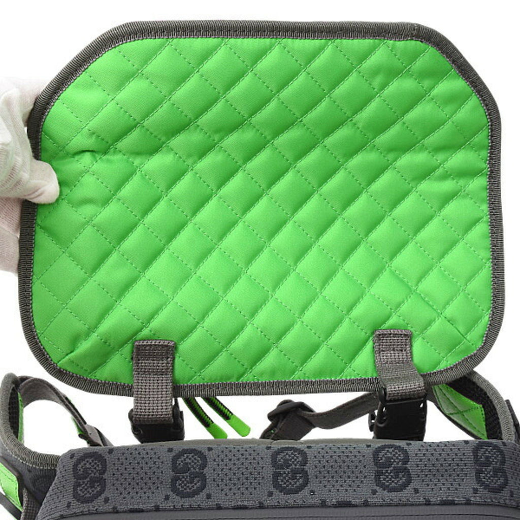 Gucci Men's Small Backpack GG Nylon Belt Bag in Gray, Red, and Green (GUCCI 752100)