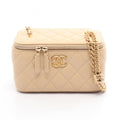 CHANEL Matelasse Vanity Shoulder Bag, Leather, Women's, Beige, AP3044
