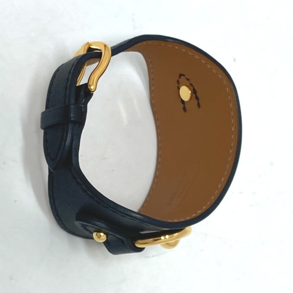 HERMES Horsebit Bangle Bracelet in Swift Leather, Black, Like New, Women's — Like New