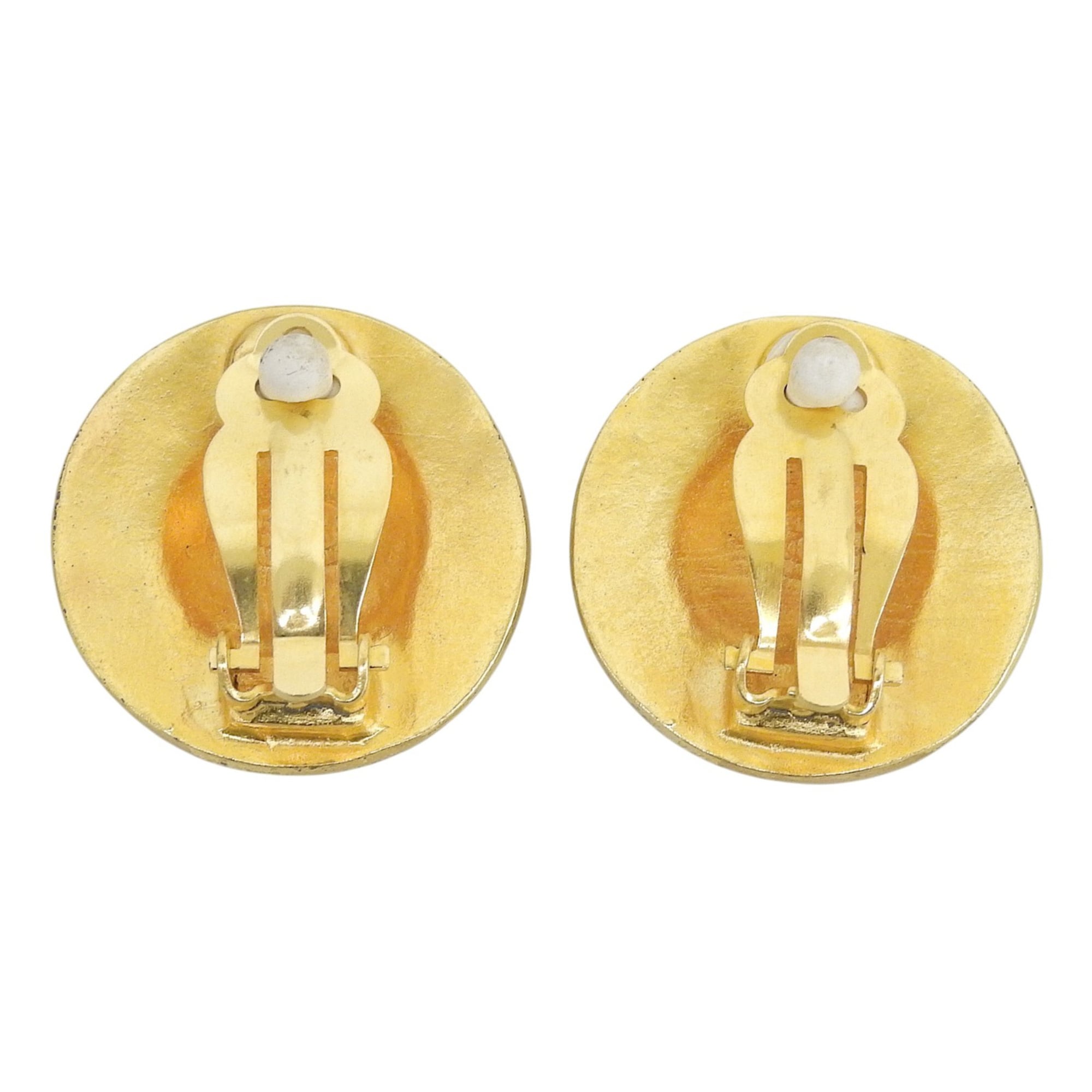 CHANEL Vintage 94A GP Coco Mark Round Earrings (Pair) - Gold Made in France Women's Comes with Box — Like New