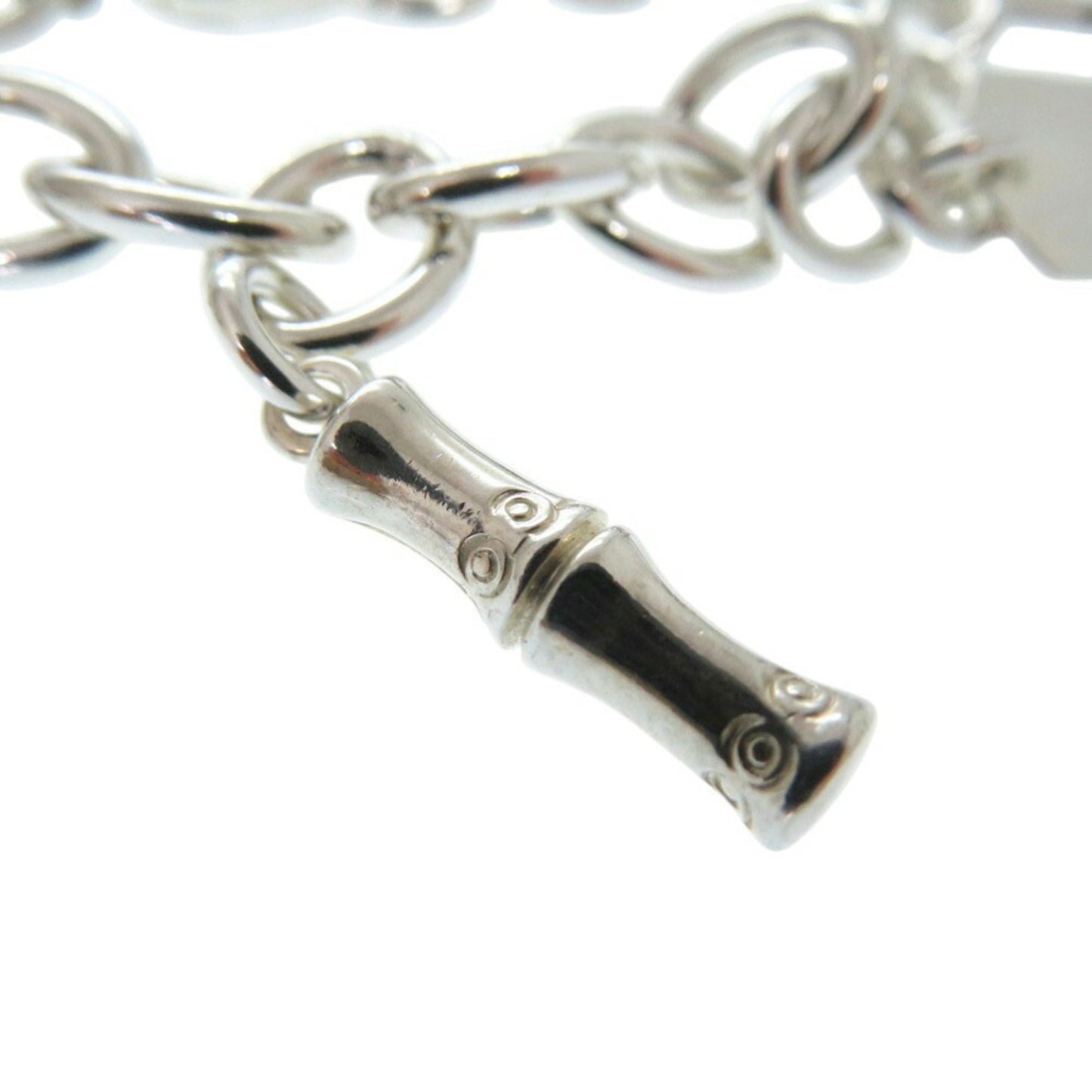 Gucci Multi G Drop Charm Dog Tag Bamboo Bracelet Silver 925 0547GUCCI