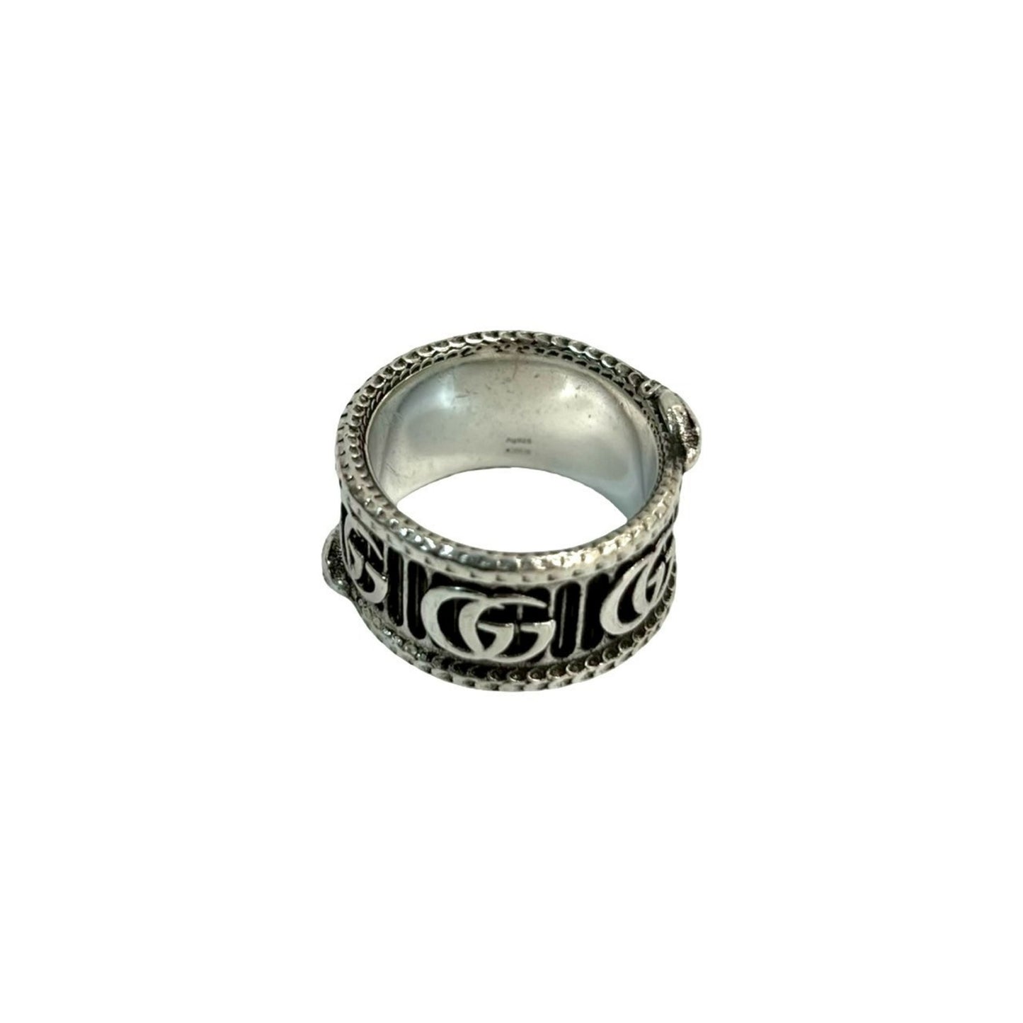GUCCI Interlocking Double G Snake Ring, 925 Sterling Silver, Size 20, Men's, 43680