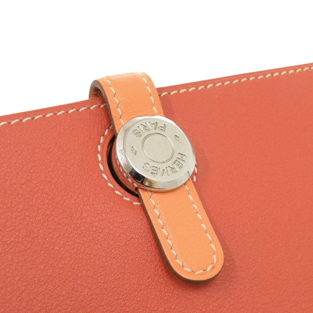 Hermes Excellent condition Hermès Dogon Long Swift Wallet in Sanguine Crevette with silver hardware, Q stamp (2013 model) 1259