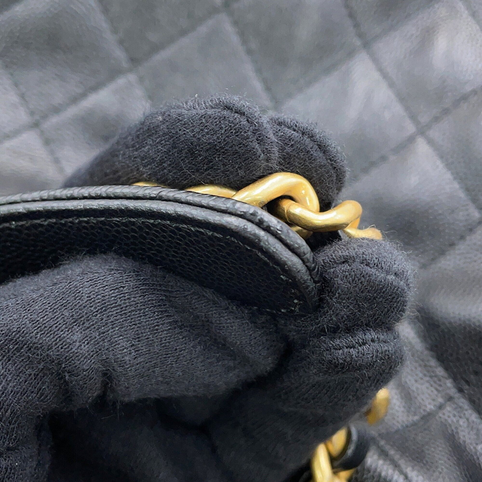Chanel Chain Shoulder Bag CHANEL25 Medium Coco Mark Matelassé Caviar Skin AS5311 CHANEL Black Handbag Women's — Like New