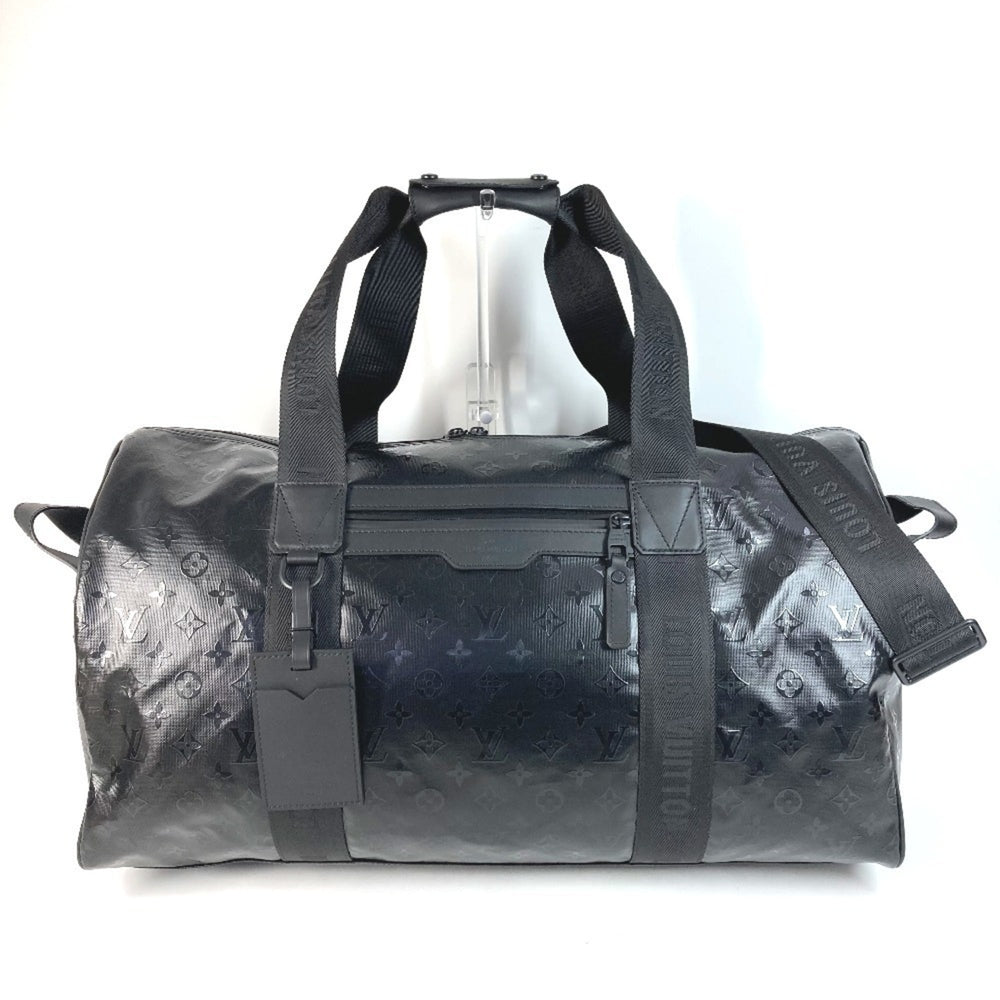 LOUIS VUITTON M23786 LV SKI Monogram Storm Keepall 55 Travel Bag, 2-Way Shoulder Bag/Boston Leather, Men's/Women's, Black, Like New — Like New