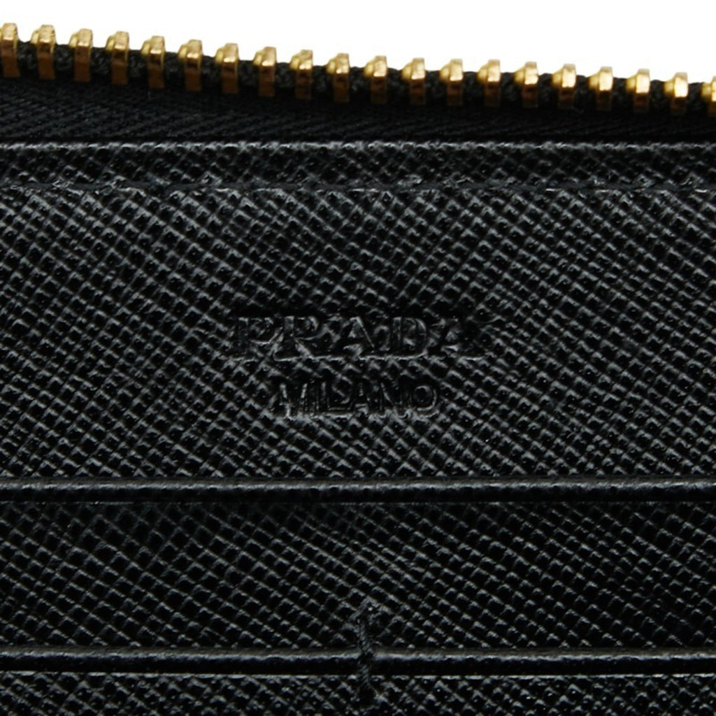 Prada Women's Round Zip Long Wallet 1M0506 Black Nylon