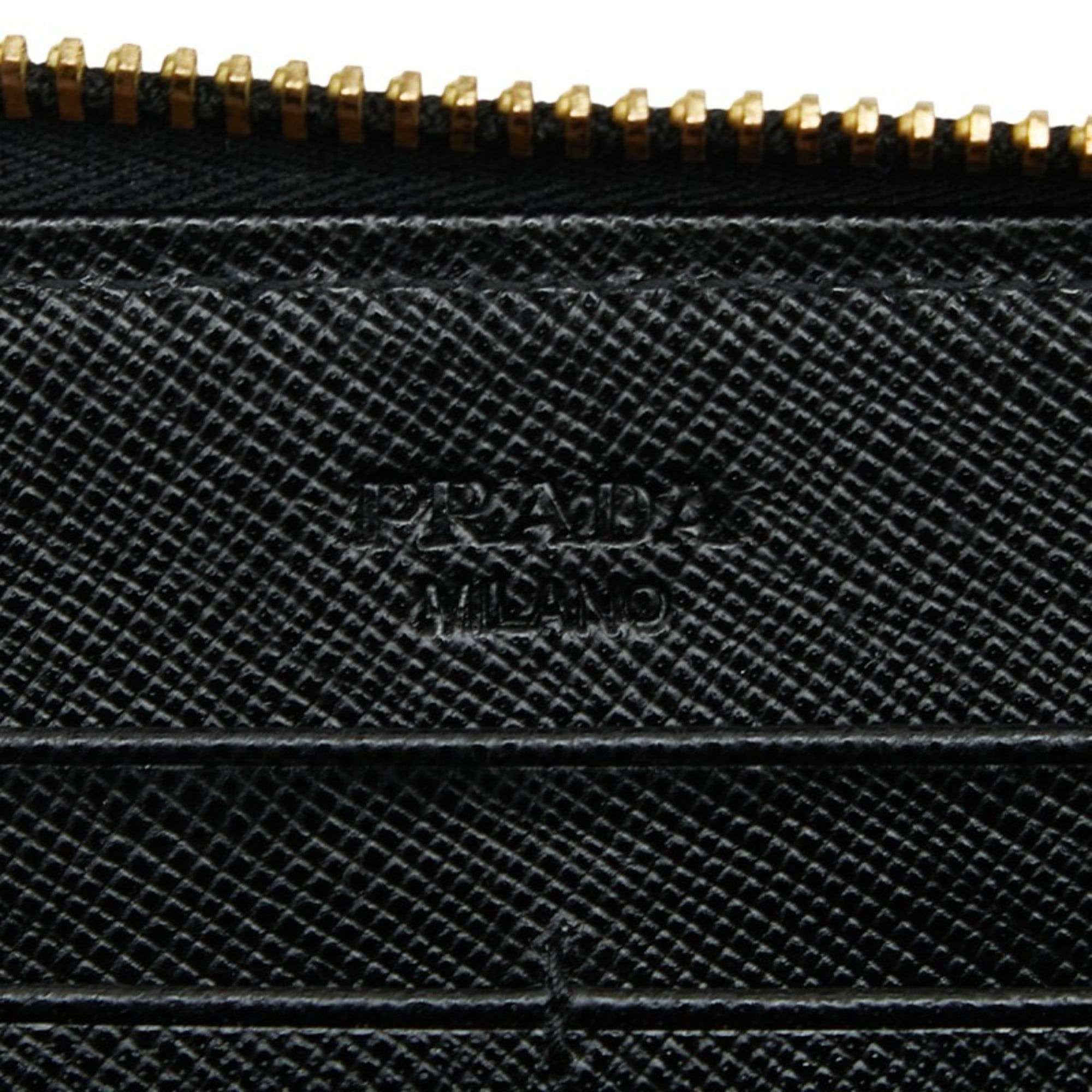 Prada Women's Round Zip Long Wallet 1M0506 Black Nylon