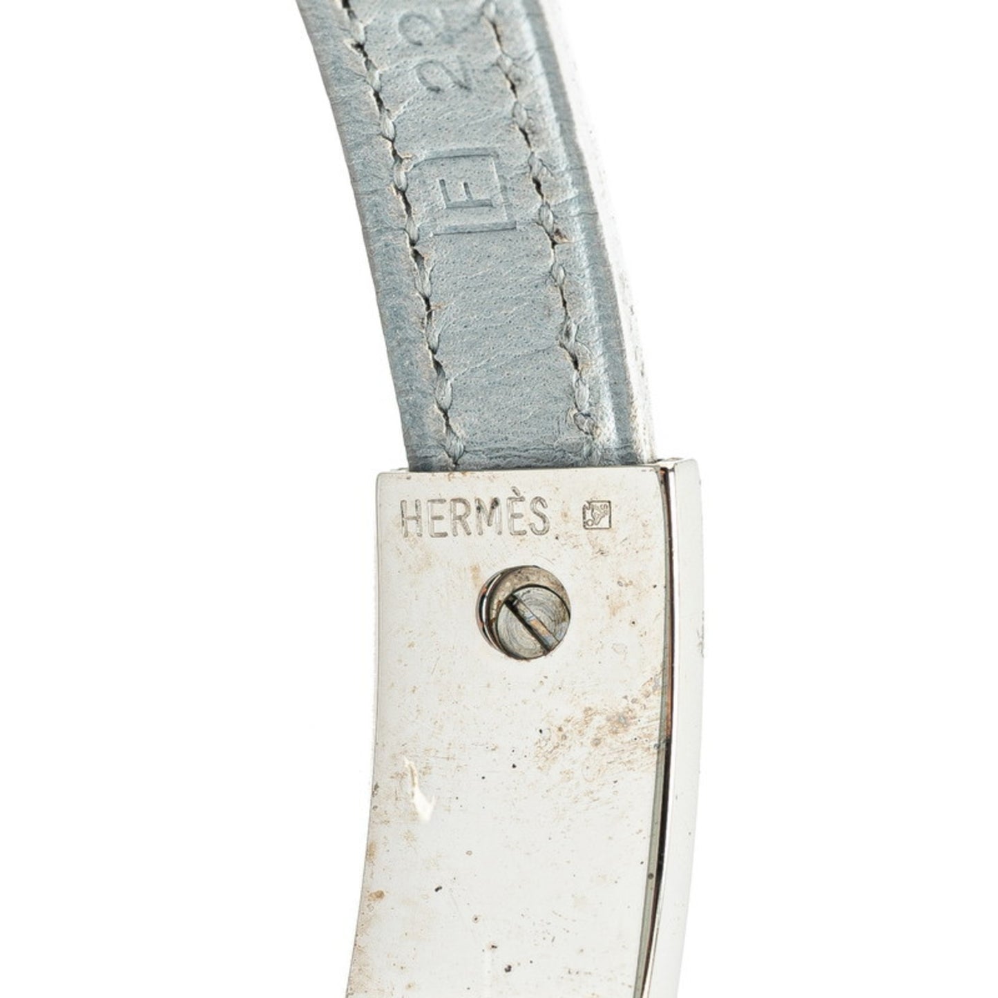 Hermes Puspus Bracelet in Gray and Silver Metal Leather for Women