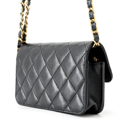 Chanel Chain Shoulder Bag Matelassé Coco Mark Phone Holder Caviar Skin AP3482 CHANEL Smartphone Case Handbag — Like New