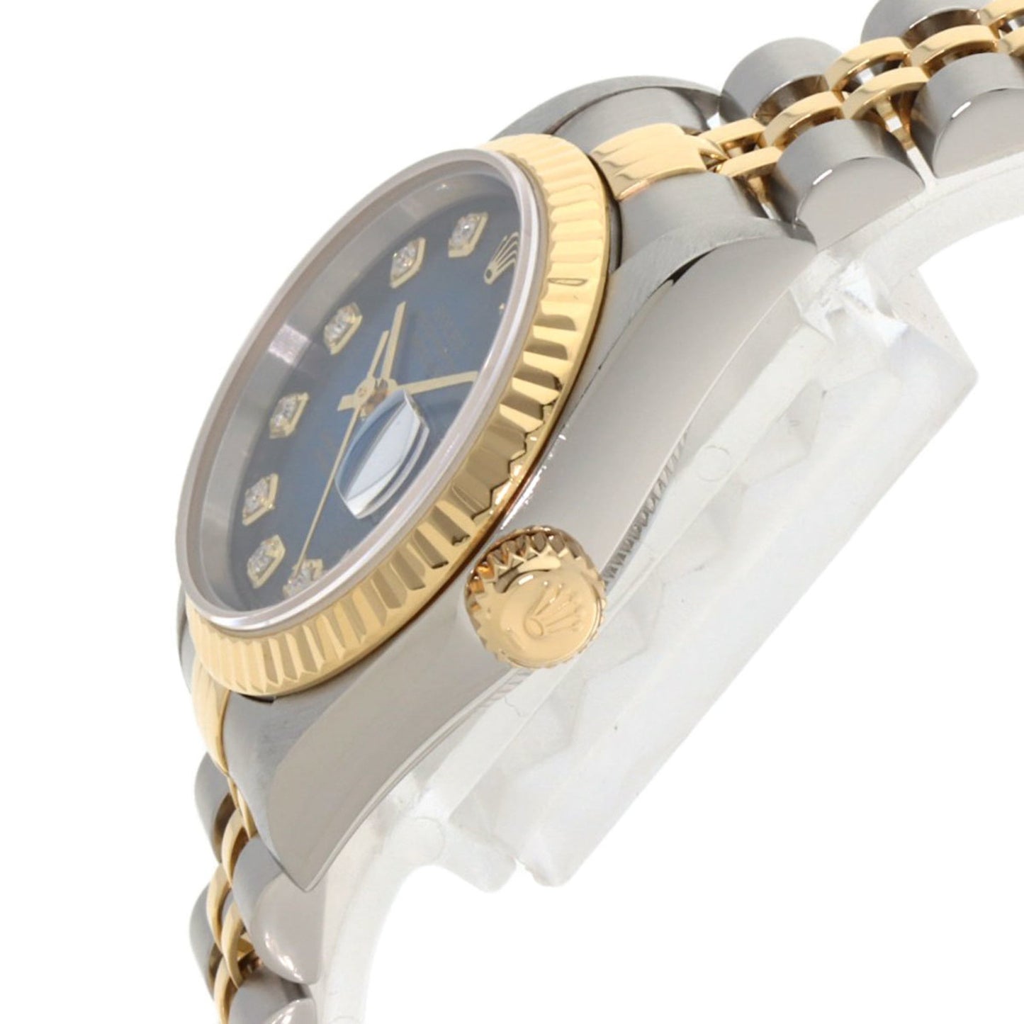 Rolex 69173G Datejust 10P Diamond Blue Gradient Watch in Stainless Steel SSx18KYG (18KYG) for Women