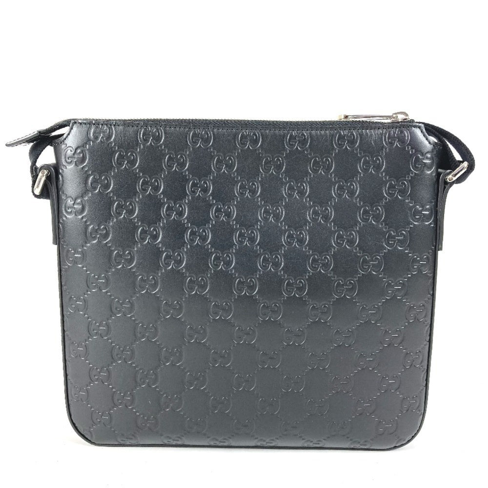 GUCCI 406410 GG Embossed Guccissima Logo Bag, Crossbody Pouch, Shoulder Leather, Black, Men's and Women's — Like New