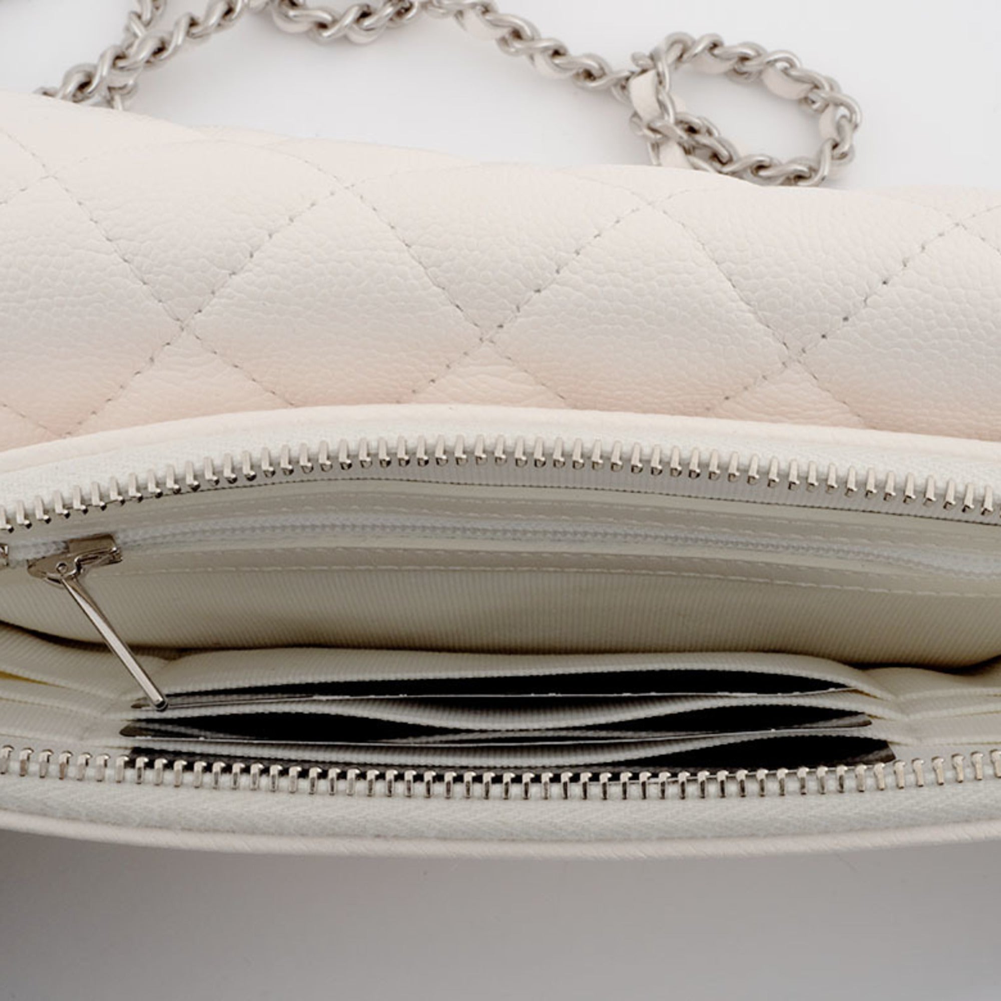 Chanel Matelasse Flap Phone Case Shoulder Bag White Women's Caviar Skin CHANEL — Like New