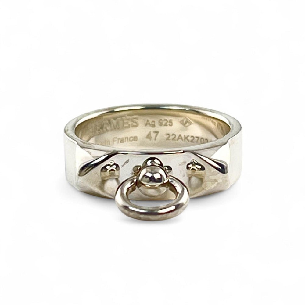 HERMES Collier de Chien Ring, AG925 Silver, Size 47, Made in France, Women's — Like New