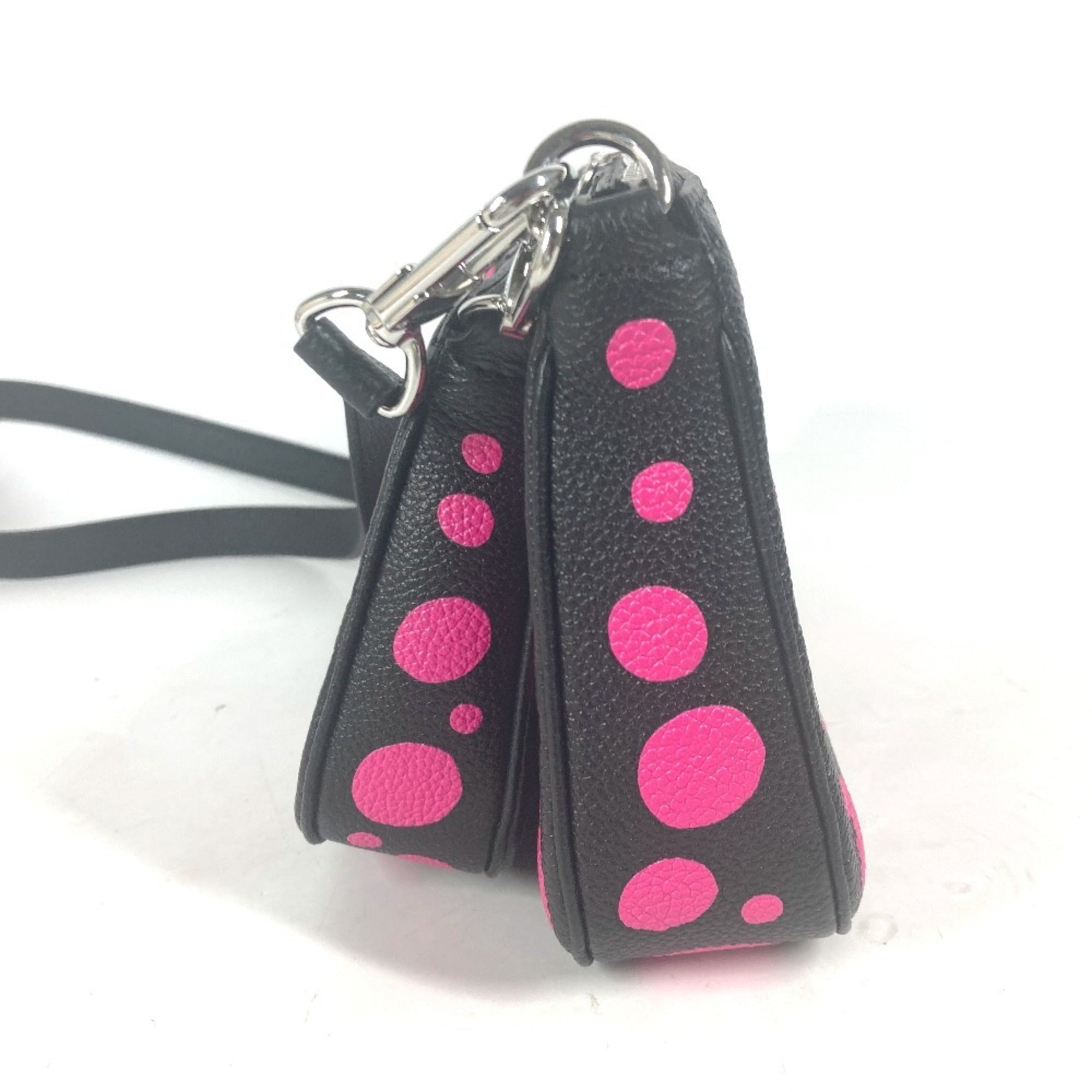 LOUIS VUITTON M46421 Monogram Empreinte Yayoi Kusama LV x YK Multi Pochette Accessoires Crossbody Bag 3WAY Chain Shoulder Leather Women's Noir Fuchsia Black — Like New