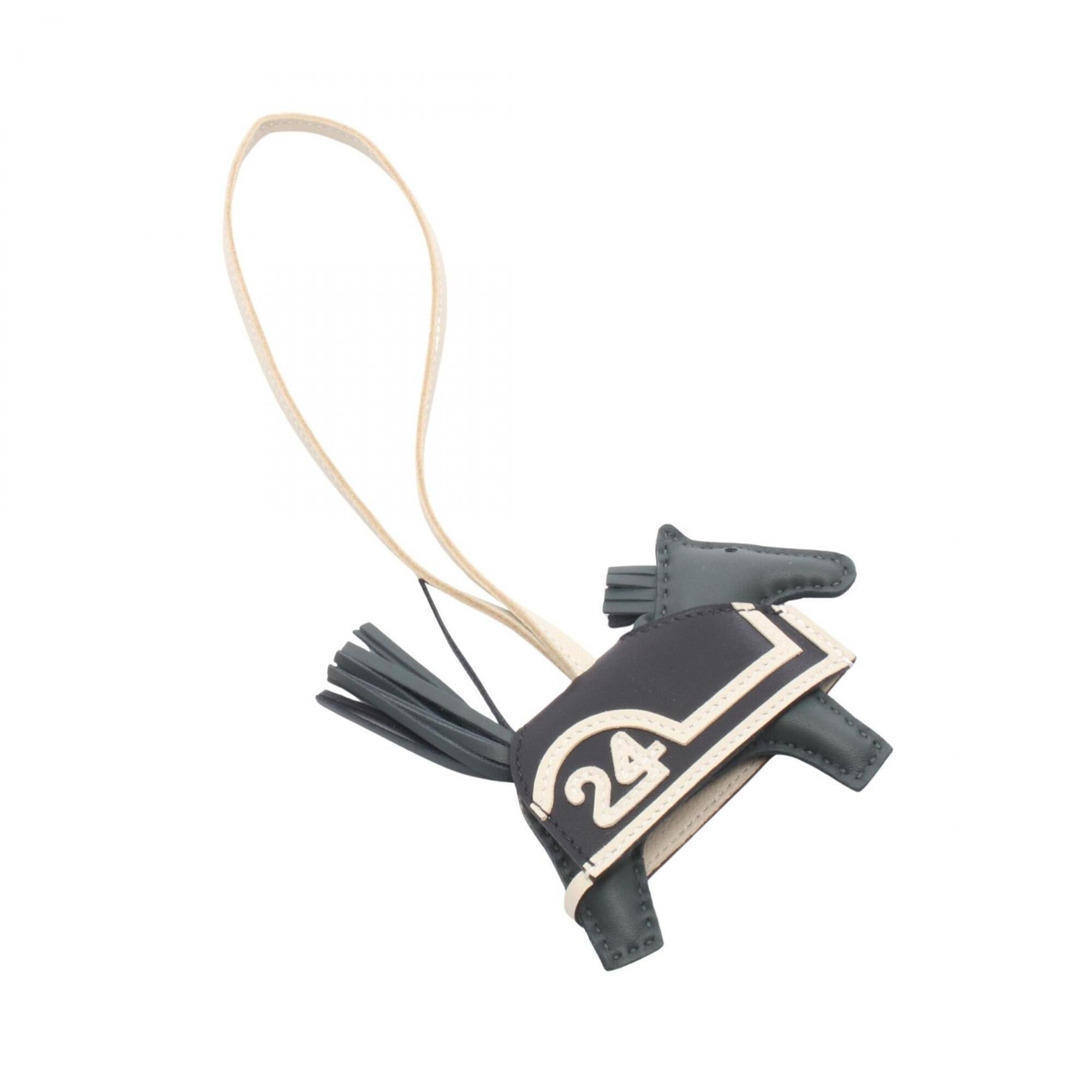 Hermes Rodeo PM Robeo Coeur Charm Accessory Leather Agneau Milo Veau Swift Women's Green Ivory Black — New - Store Return