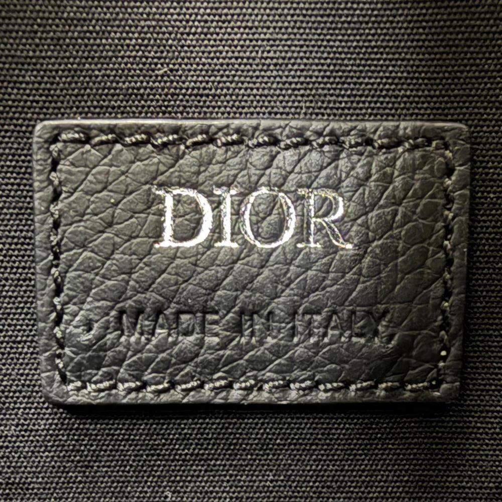 DIOR Homme 1ADDU114 Lango 26 Leather Oblique Jacquard Saddle 2-Way Shoulder Bag, Beige/Navy, Made in Italy, Men's, with Dust Bag — Like New