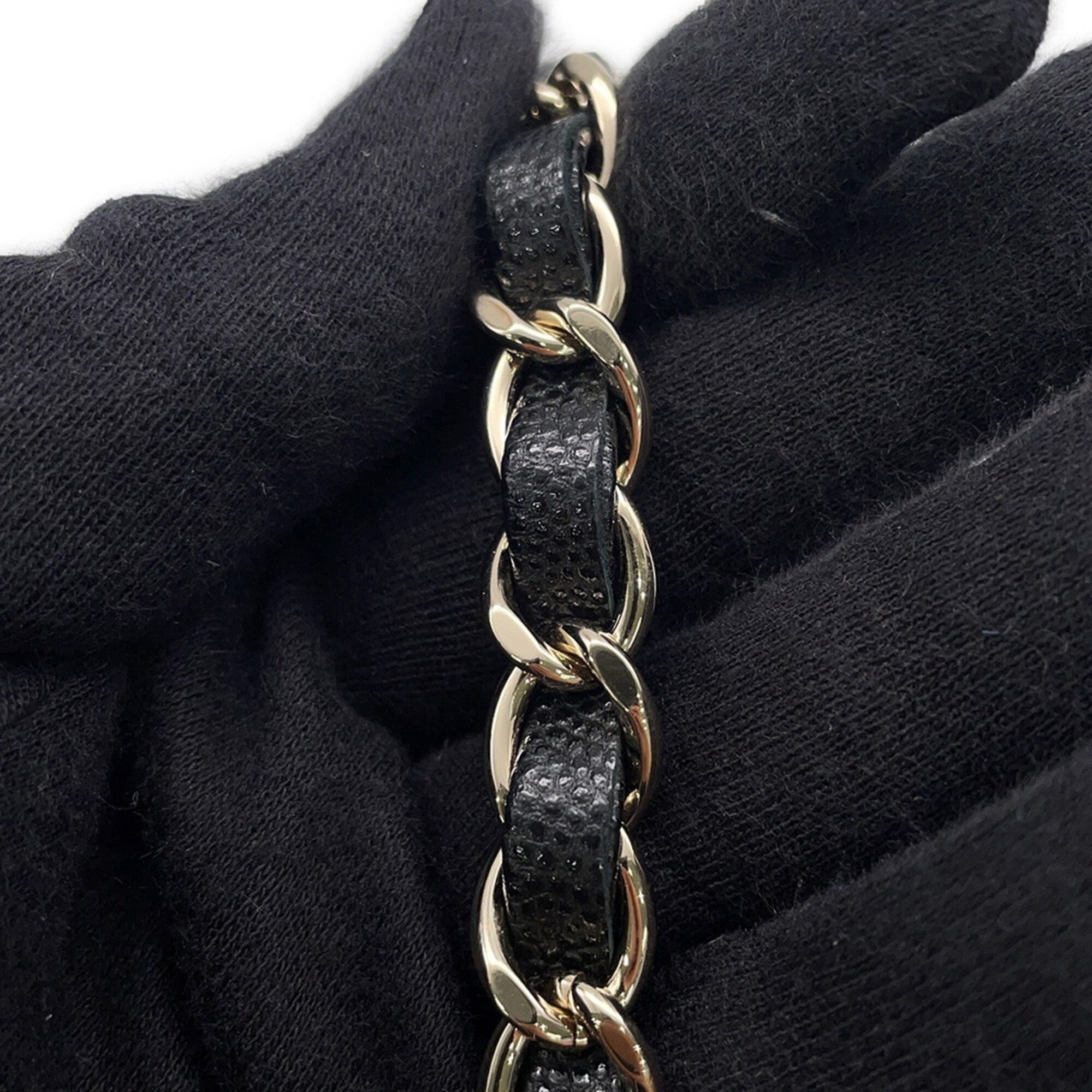 Chanel Chain Shoulder Bag Matelassé Coco Mark Caviar Skin Mini A35200 CHANEL Black Handbag Women's — Like New