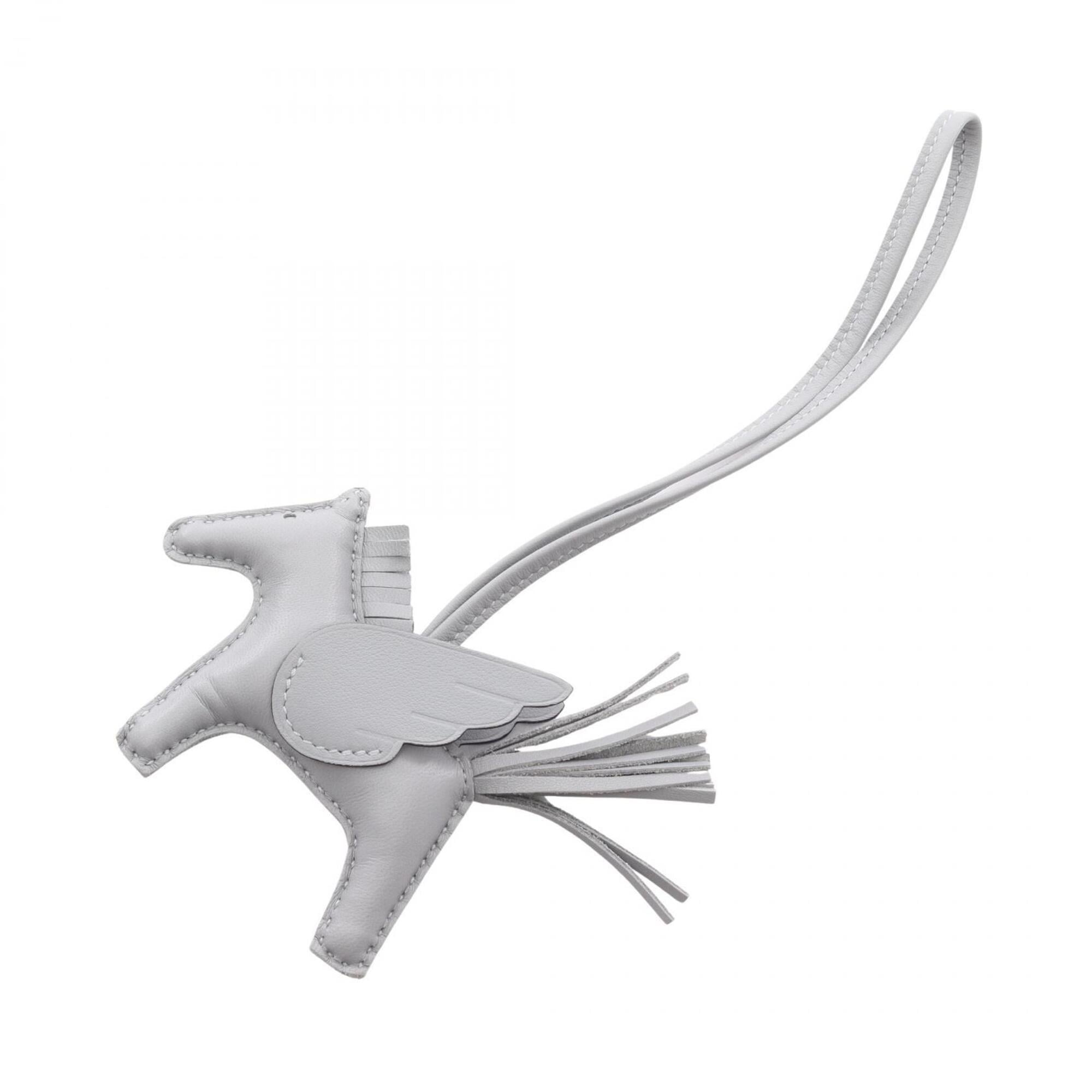 Hermes Rodeo Pegasus PM Gris Pantin Charm Accessory, Agneau Milo Veau Swift Leather, Women's, Gray — New - Store Return