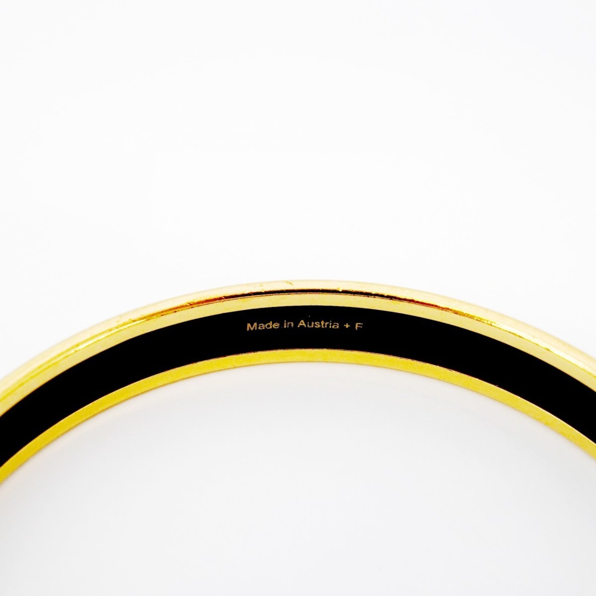 Hermes Bangle, Glazed PM, GP Plated Gold, Black, Women's