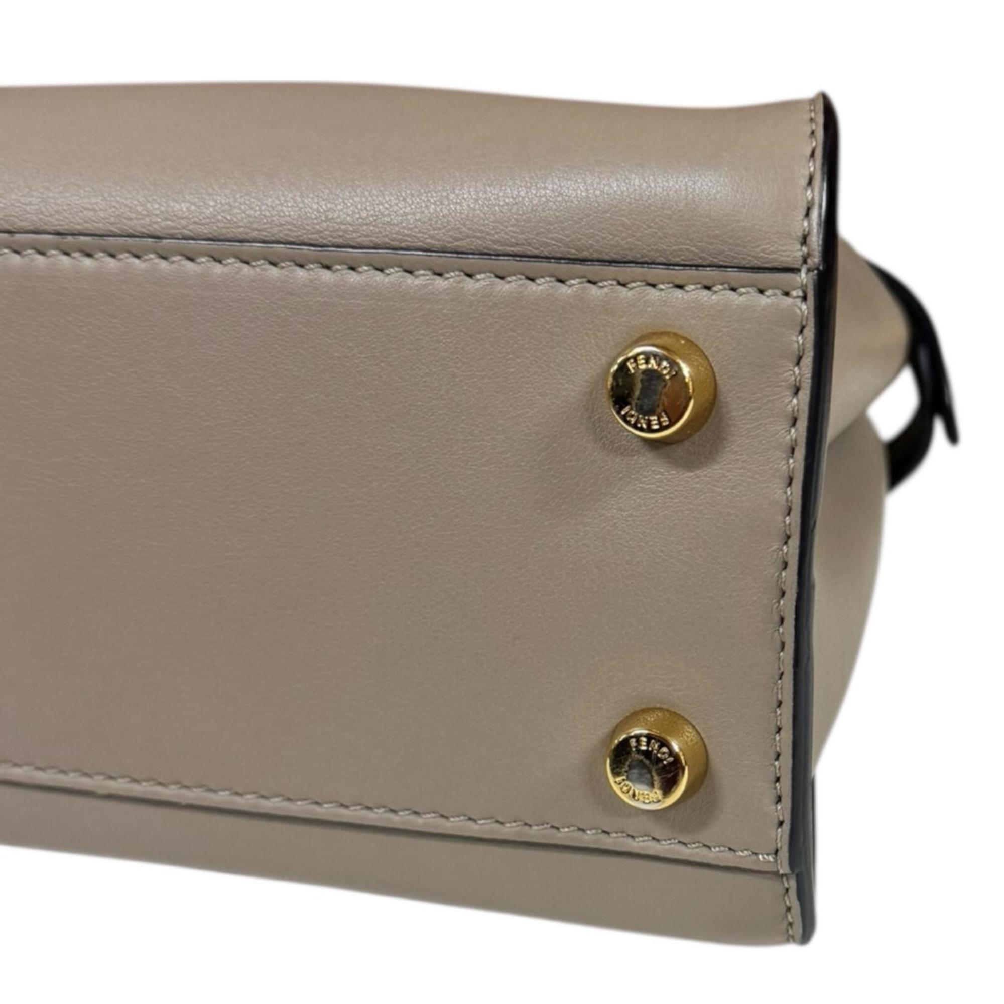 Fendi Peekaboo Iconic Essential Shoulder Bag Leather 8BN302 Beige Women's FENDI