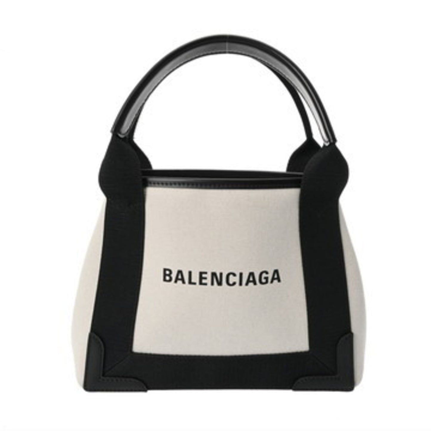 BALENCIAGA Navy Cabas XS 2-Way Handbag in White and Black (390346) - Women's Canvas Leather Pre-owned, Condition: A Ginzo