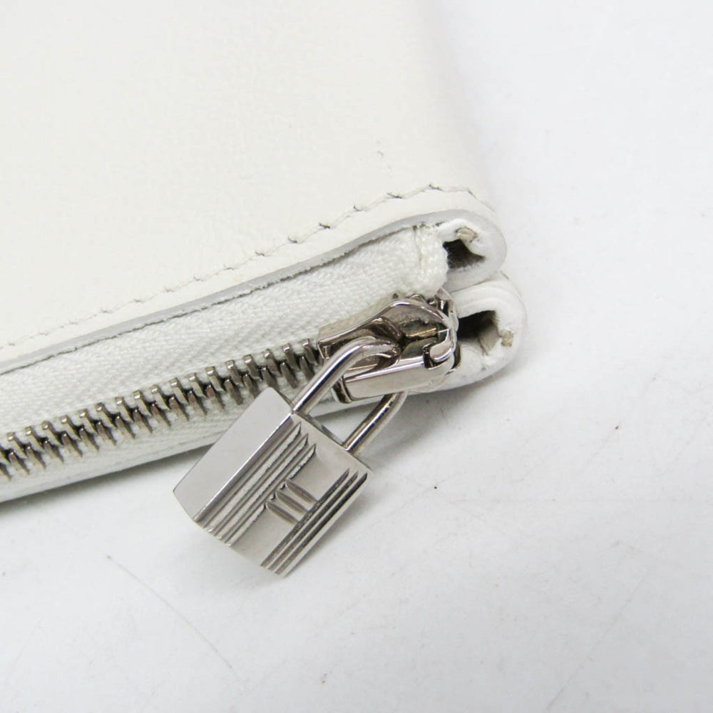 Hermes Atou GM Men,Women Evercalf Leather Pouch White — Like New