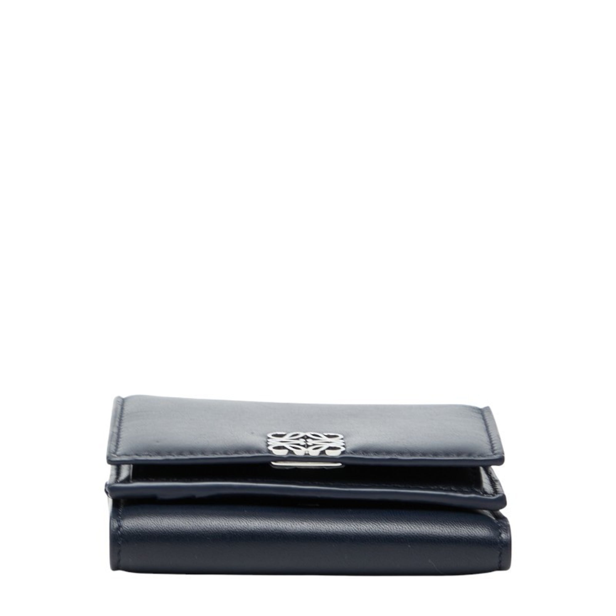 LOEWE Anagram Trifold Wallet, Navy Leather, Women's