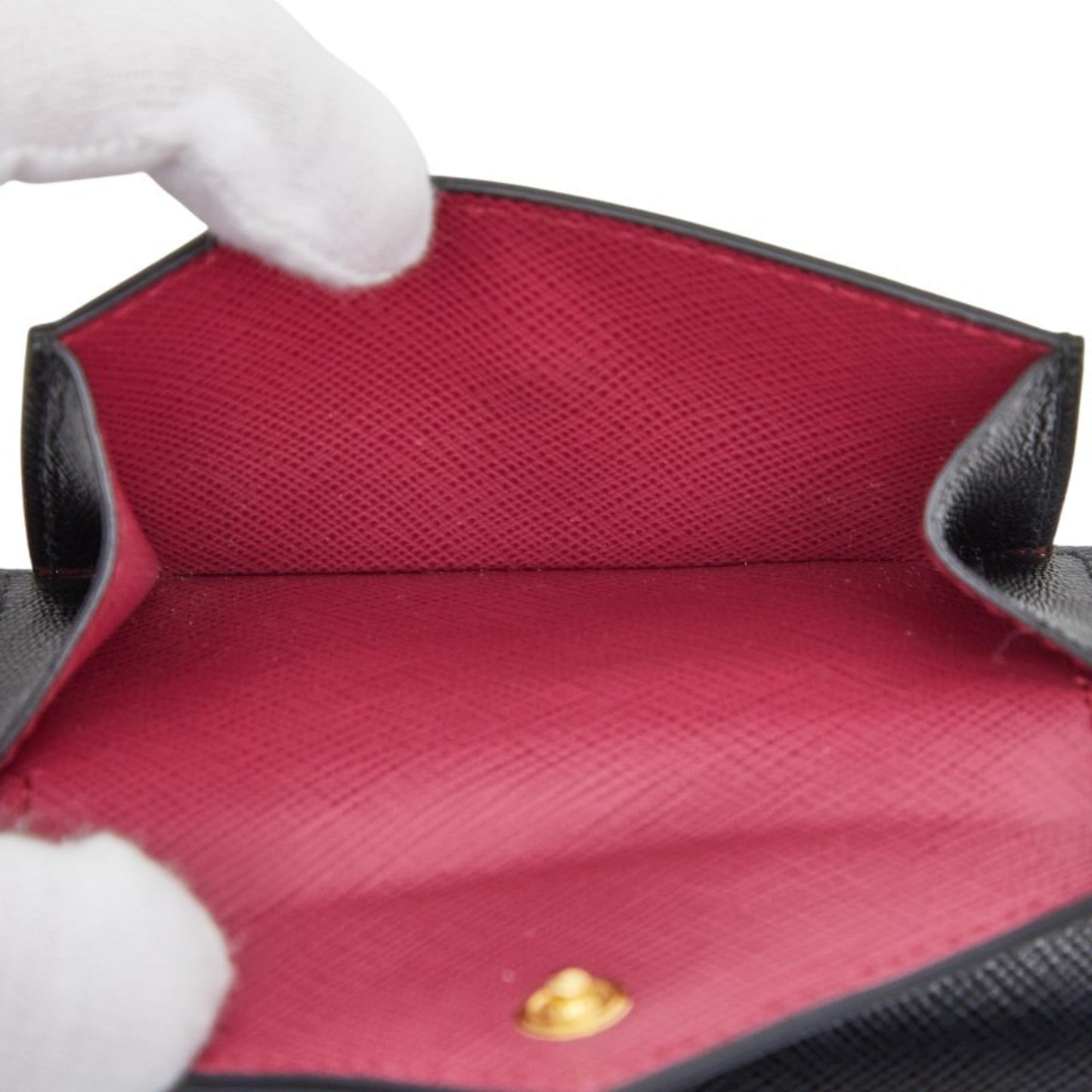 Prada Logo Tri-fold Wallet 1MH021 Black Sapphire Leather Women's PRADA