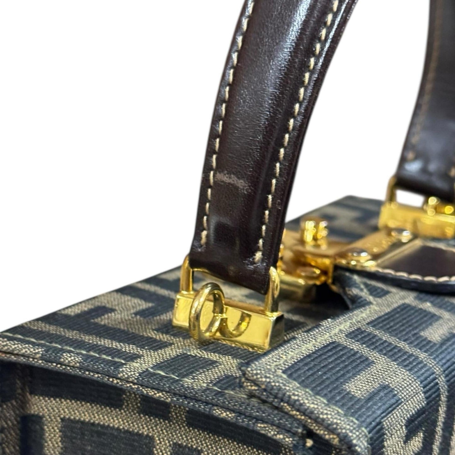 Pre-owned Fendi Zucca Vanity Shoulder Bag in Brown Canvas, Women's, 2-Way